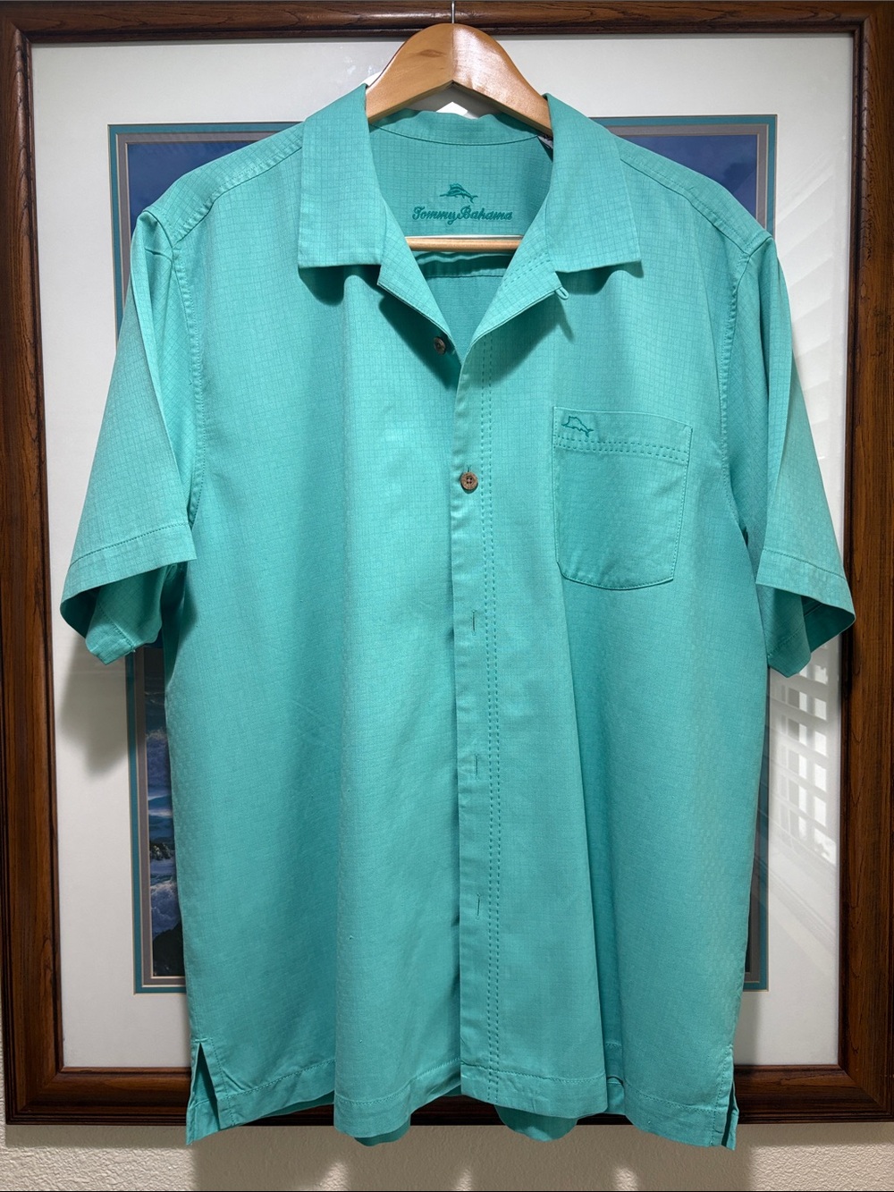 Tommy Bahama Teal Short-Sleeve Camp Shirt!